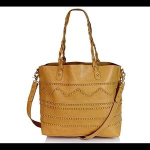 Boho vegan leather tote bag